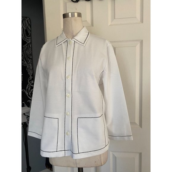 NWOT Rafael sport white shacket button down with front side pockets MED - Picture 1 of 5